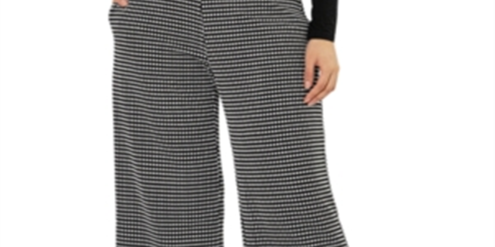 Leota Women's Judy Grid Print Culotte Pants Black Size L