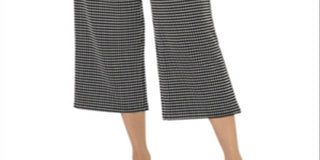 Leota Women's Judy Grid Print Culotte Pants Black Size L