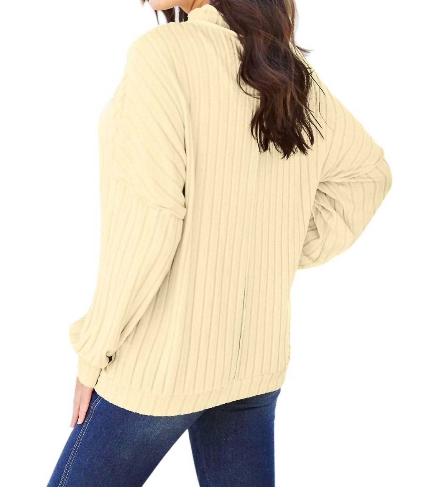 Basic Bae - Sleek Ribbed Mock Neck Knit Top