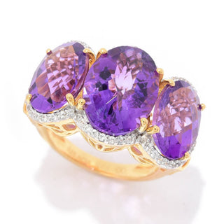 Gem Treasures 12.30ctw African Amethyst & White Zircon Cocktail Ring