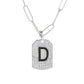 Gem Treasures Black Spinel & White Zircon Initial Dog Tag w/ Chain