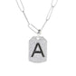 Gem Treasures Black Spinel & White Zircon Initial Dog Tag w/ Chain