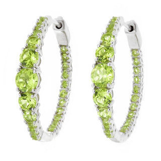 Gem Treasures Sterling Silver Choice of Gem Inside Out Hoop Earrings