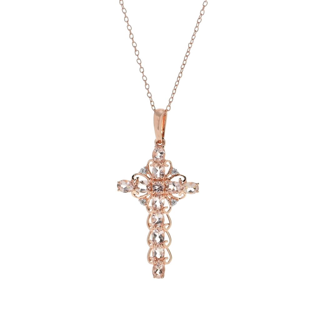Gem Treasures 2.13ctw Morganite & White Zircon Cross Pendant