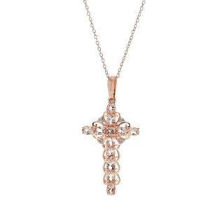 Gem Treasures 2.13ctw Morganite & White Zircon Cross Pendant