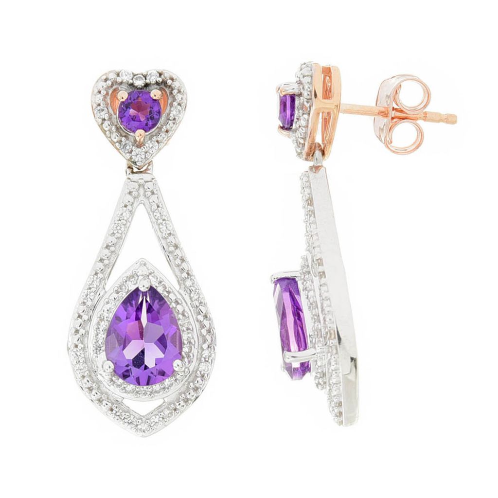 Gem Treasures 2.68ctw Pink & African Amethyst & White Zircon Earrings