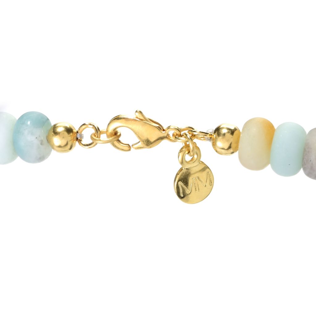 MAYAMAR 24K Gold Plated 8.5mm Amazonite Rondelle Bead Charm Necklace