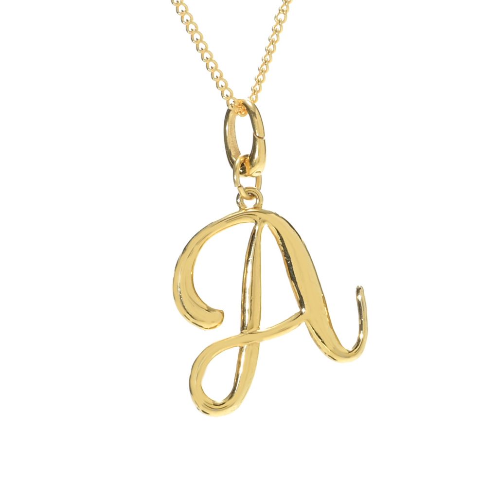 MAYAMAR 24K Gold Plated Choice of Script Initial Enhancer Pendant w/ Chain