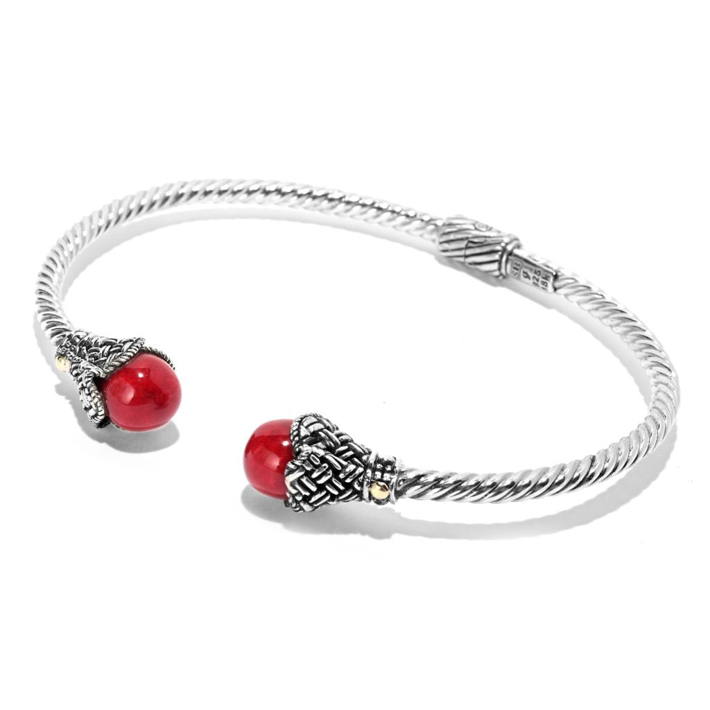 Artisan Silver by Samuel B. Choice of Gem Twisted Cable Cuff Bracelet