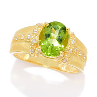 18K Gold Plated 1.94ctw Arizona Peridot & White Zircon Ring