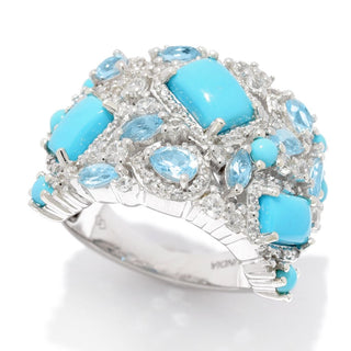 Gem Treasures Sleeping Beauty Turquoise, Topaz & Zircon Ring