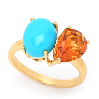Gem Treasures Choice of Gem & Sleeping Beauty Turquoise "Toi et Moi" Ring