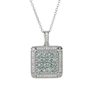 Gem Treasures 1.35ctw Montana Green Sapphire & White Zircon Pendant