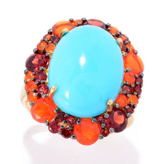 Gem Treasures 16x12mm Sleeping Beauty Turquoise & Choice of Gem Ring