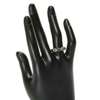 Platinum Plated 3.84ctw Multi Tourmaline Eternity Band Ring