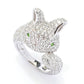 Platinum Plated Choice of Gem Pave Bunny Rabbit Ring