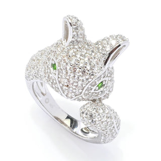 Platinum Plated Choice of Gem Pave Bunny Rabbit Ring