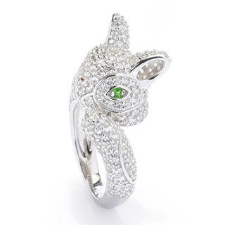 Platinum Plated Choice of Gem Pave Bunny Rabbit Ring
