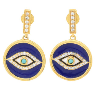 Choice of Plating Enamel, Campitos Turquoise & White Zircon Evil Eye Earrings