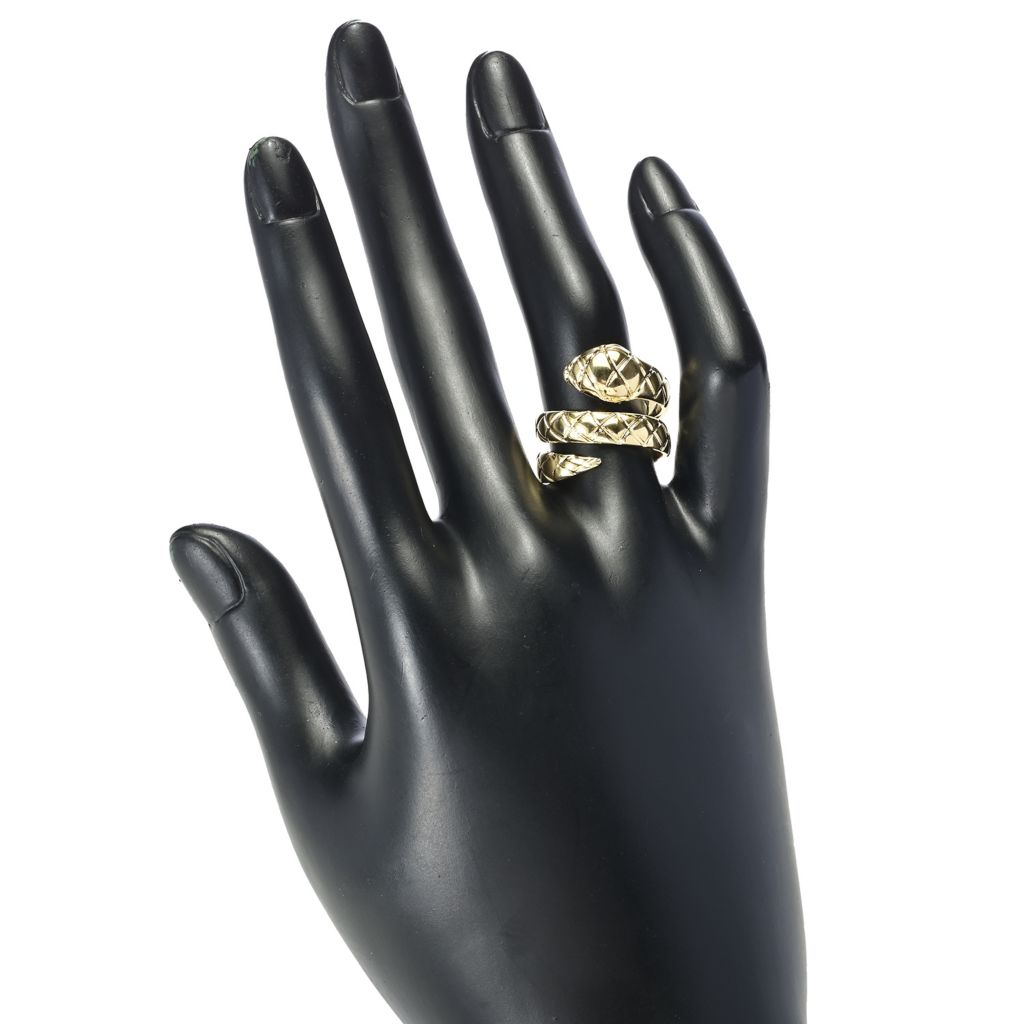 Toscana Italiana 18K Gold Plated Textured Snake Wraparound Ring