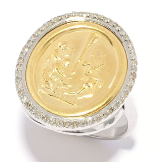 Tagliamonte Two-tone Maypole Cameo Diamond Accented Oval Ring