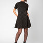Leota Women's Anya Polka Dot Fit And Flare Dress Black Size Small