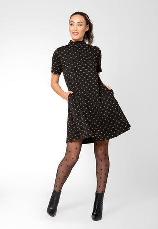 Leota Women's Anya Polka Dot Fit And Flare Dress Black Size Small