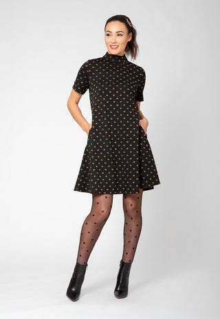 Leota Women's Anya Polka Dot Fit And Flare Dress Black Size X-Large