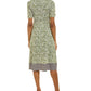 Leota Women's Francesca Floral MIDI Dress Green Size Large