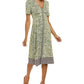 Leota Women's Francesca Floral MIDI Dress Green Size Large