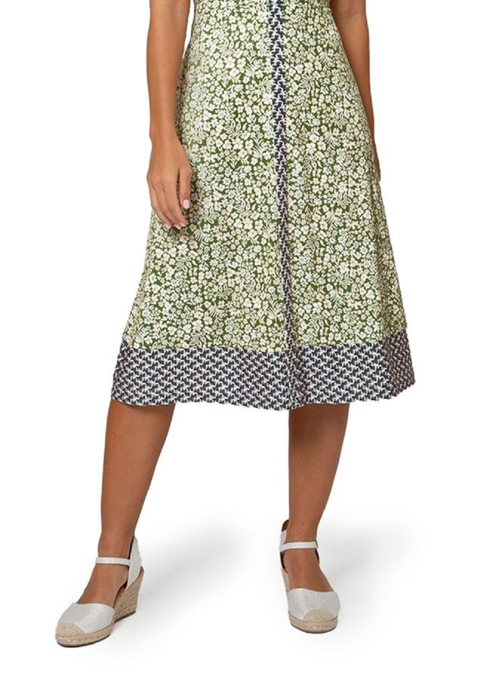 Leota Women's Francesca Floral MIDI Dress Green Size X-Small