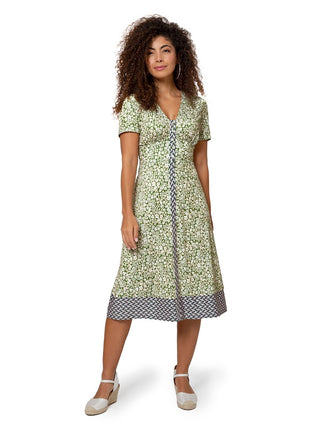 Leota Women's Francesca Floral MIDI Dress Green Size XX-Large