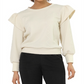 Leota Women's Ashley Ruffle Shoulder Sweatshirt White