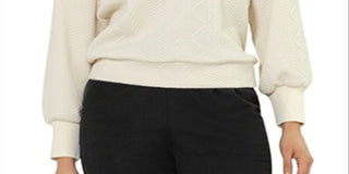 Leota Women's Ashley Ruffle Shoulder Sweatshirt White Size Small