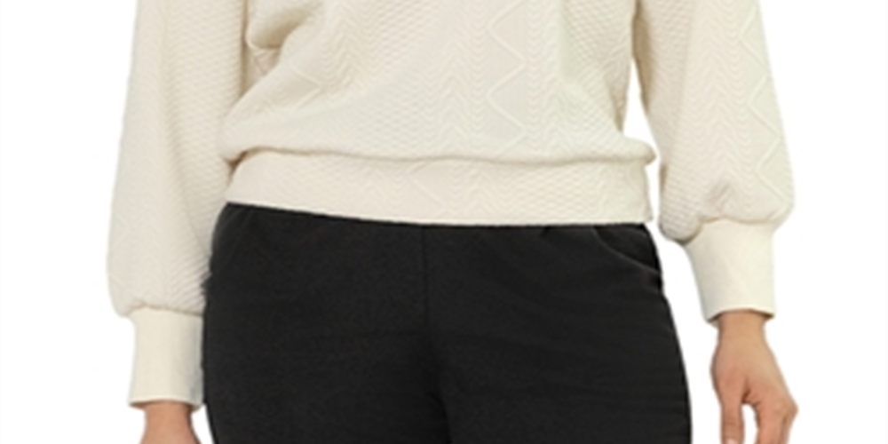 Leota Women's Ashley Ruffle Shoulder Sweatshirt White