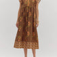 Entro - Split Neck Floral Framed Midi Dress