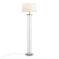 Rope Contemporary Floor Lamp in Natural Wood, White Metal, and Rope Accent