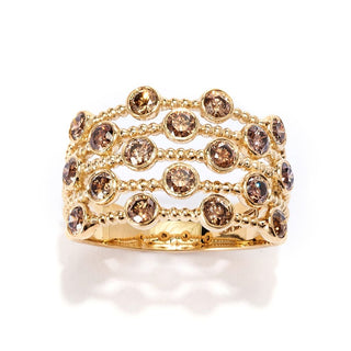 Gems of Distinction 14K Gold 1.29ctw Champagne Diamond 5-Row Ring