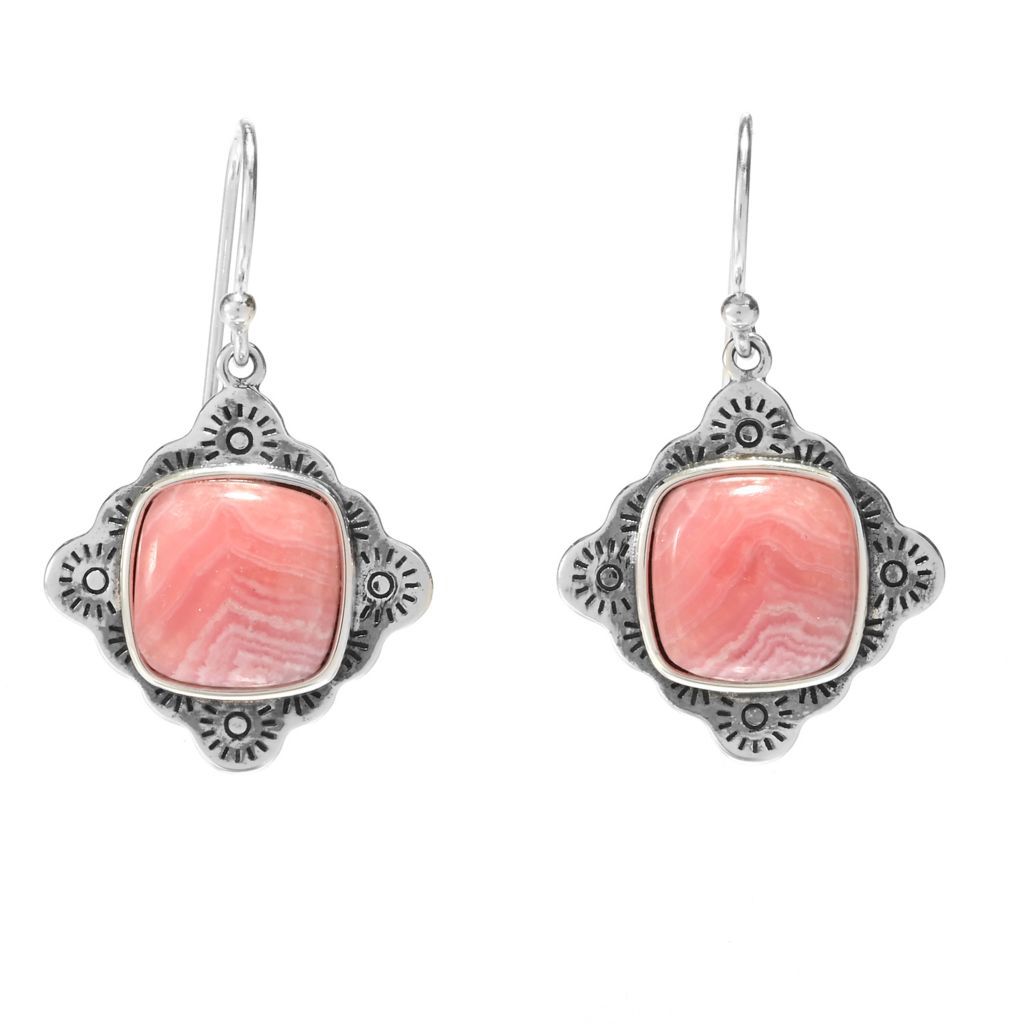 Southwest Elements Sterling Silver 10mm Rhodochrosite Drop Earrings