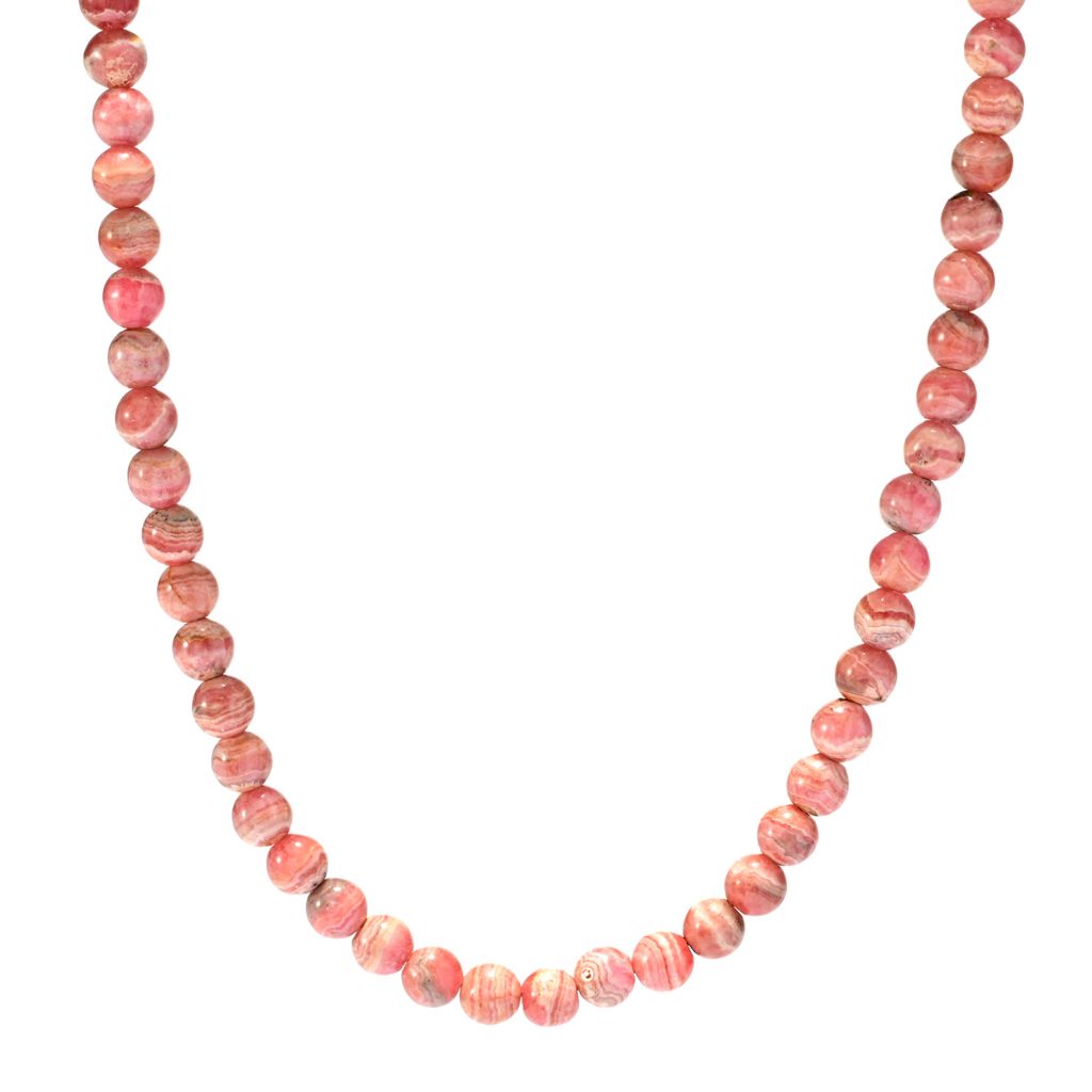Southwest Elements Sterling Silver 8mm Rhodochrosite Bead Necklace