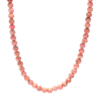 Southwest Elements Sterling Silver 8mm Rhodochrosite Bead Necklace