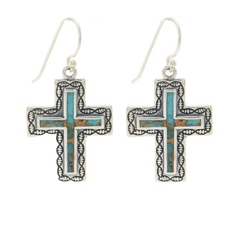Southwest Elements Choice of Mohave Turquoise Cross Dangle Earrings