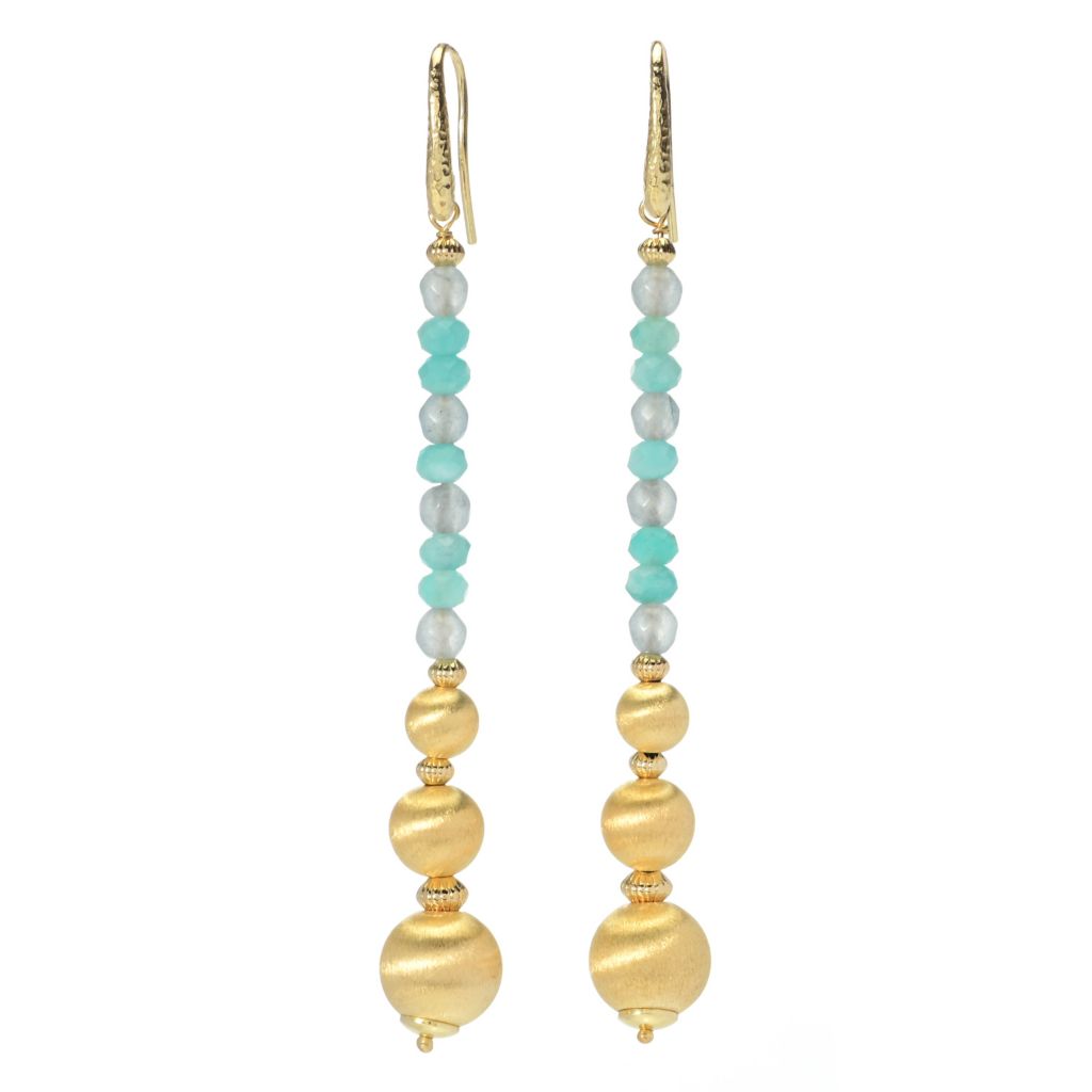 Toscana Italiana 18K Gold Plated Gemstone & Setosa Bead Drop Earrings