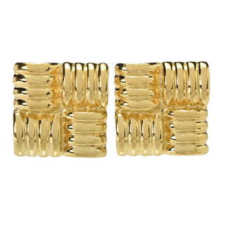 MAYAMAR 24K Gold Plated Handcrafted Vintage Look Square Earrings