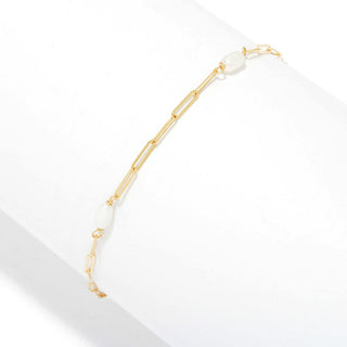 Stefano Oro 14K Gold Pearl Choice of Size Paperclip Bracelet