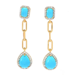 Gem Treasures Sleeping Beauty Turquoise & White Zircon Earrings