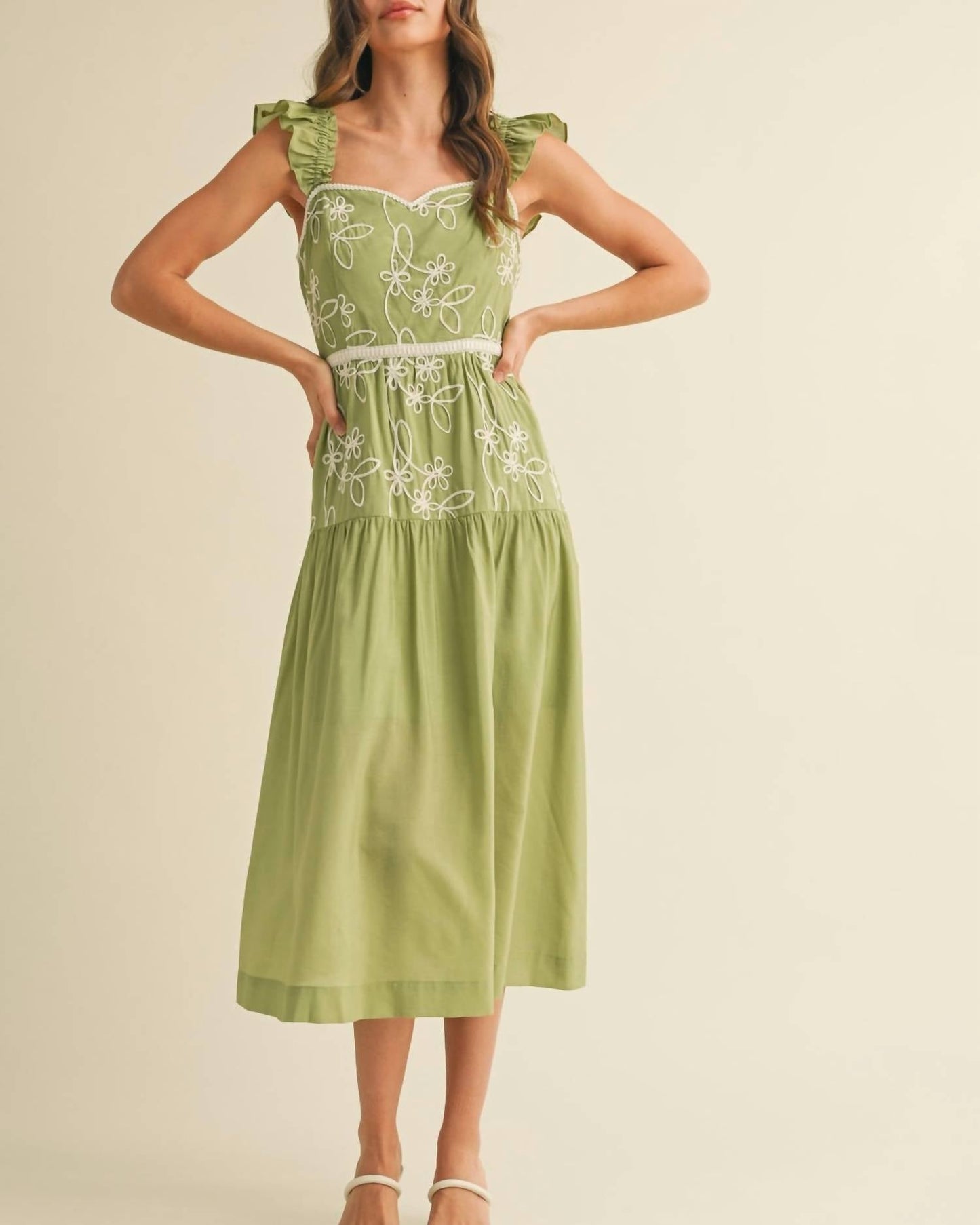 &Merci - Floral Embroidered Midi Dress
