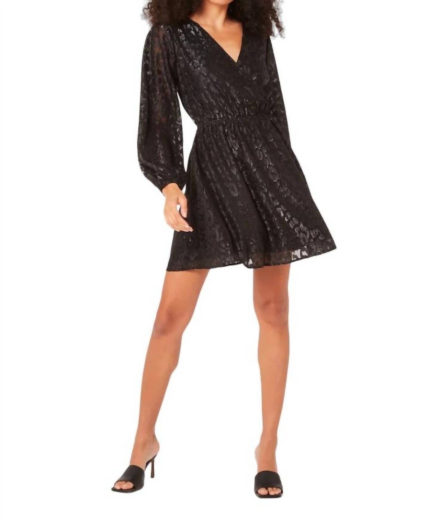 Apricot - Lurex Jacquard Chiffon Wrap Dress