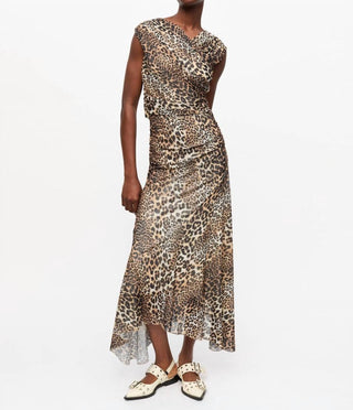 Ganni - Long Ruched Crossover Dress