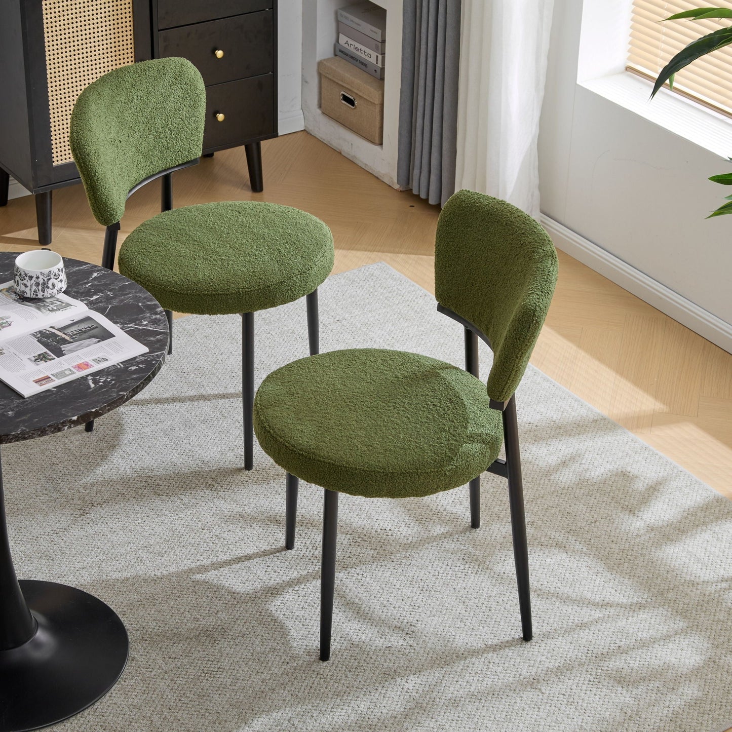 Upholstered Dining Chair Set of 2 - Green Fabric